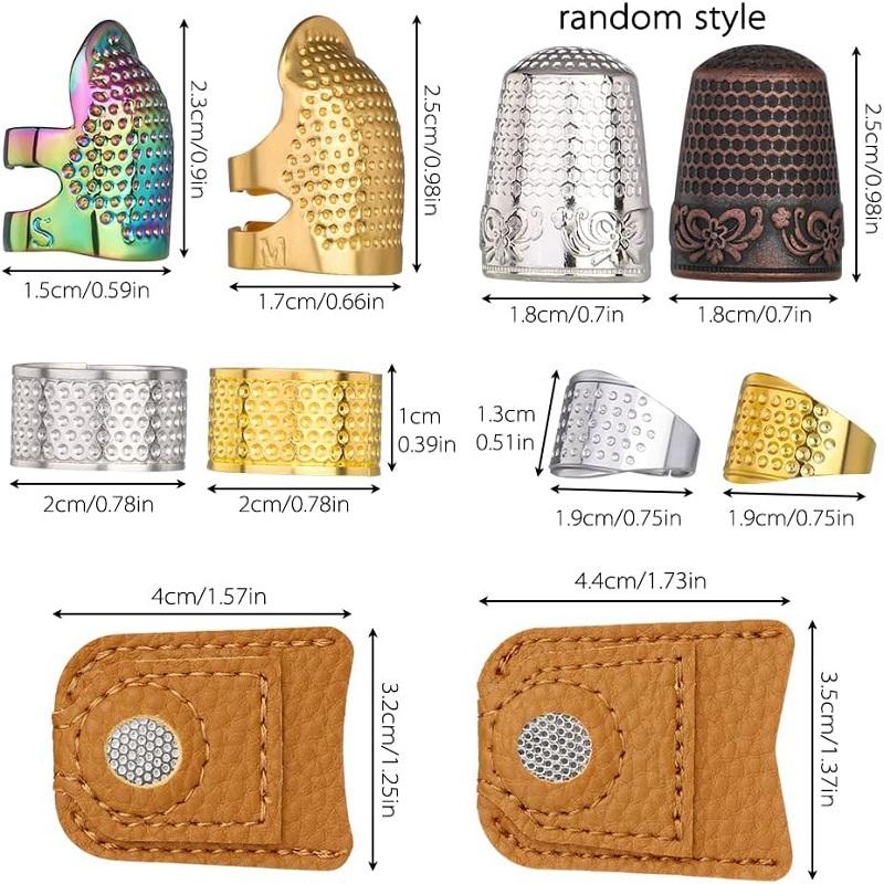 BUDDUR Vintage Hand-working Thimble Kit With Finger-cot And Adjustable Metal Finger Shield Ring For Sewing DIY Handmade Craft