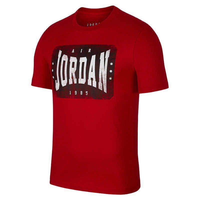 Jordan T Shirts Men's Red Crew Neck Moderate Straight Fit AT0559-687