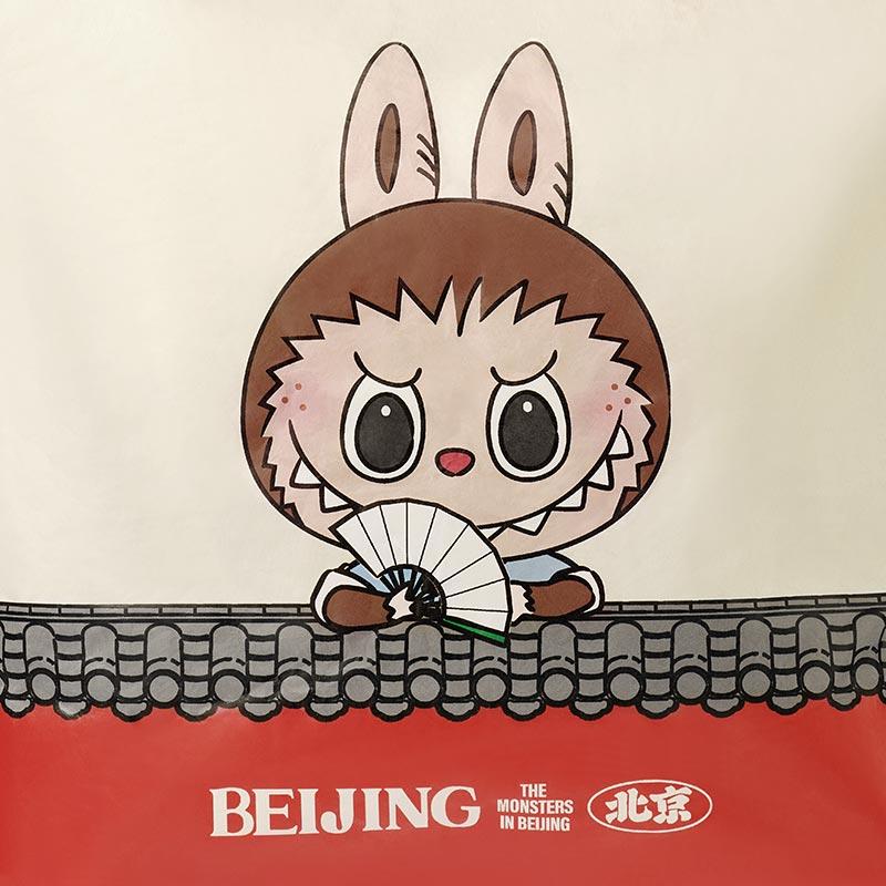 New POP MART Polyethylene Tote Bag, Shopping Bag, Handbag, Shoulder Bag Women's White & Red PPMT-2504-020