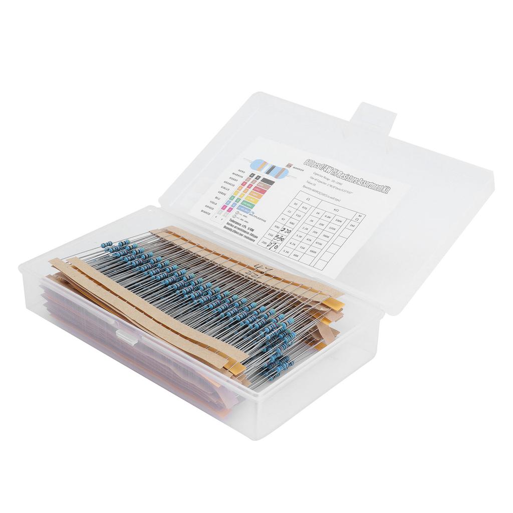 600Pcs Resistor Assortment Kit 30 Values 1percent Metal Film Resistance Components 1 4W 10 Ohm 1M Ohm