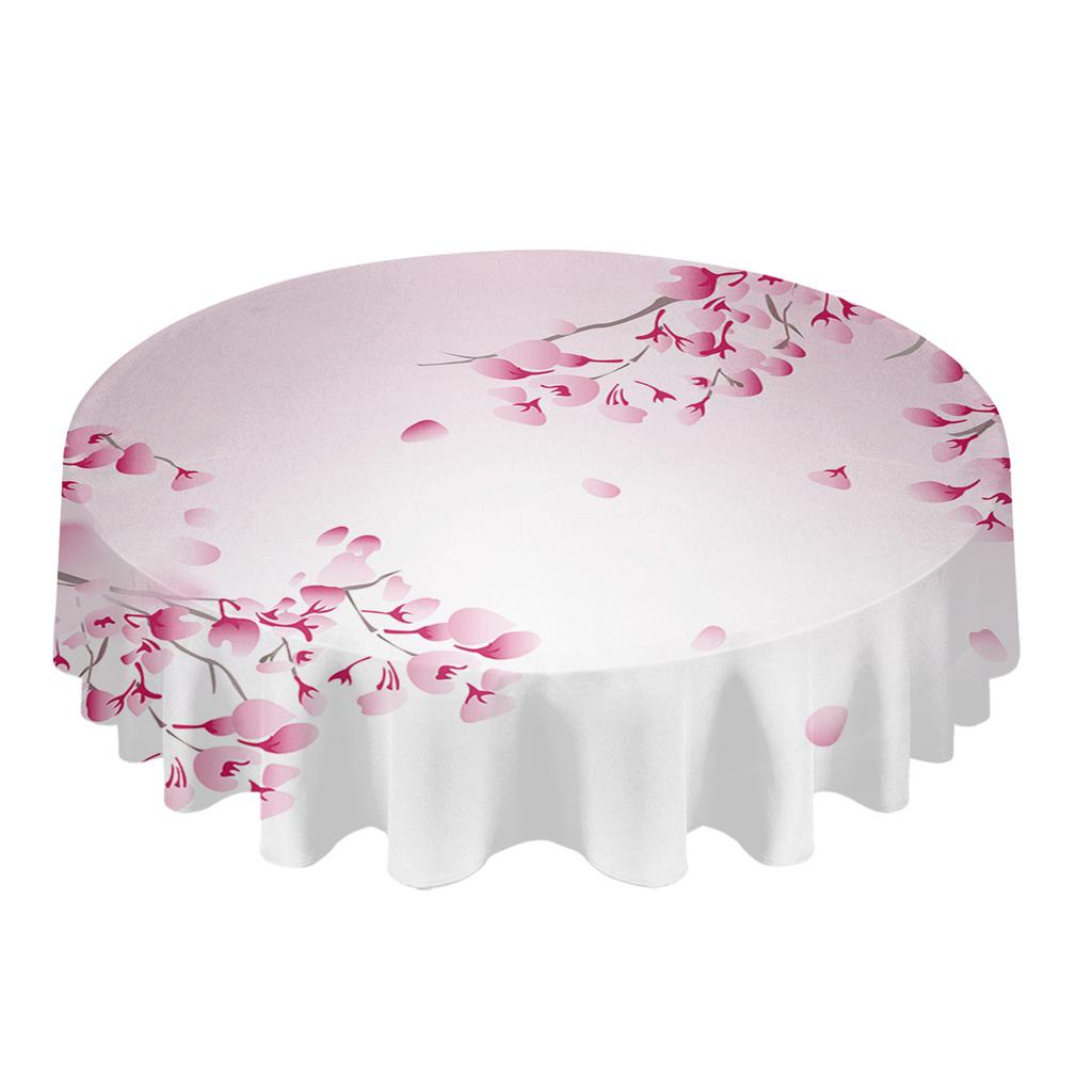 Japanese Style Sakura Texture Round Tablecloth Waterproof Table Cover For Wedding Party Decoration Dining Table Cover