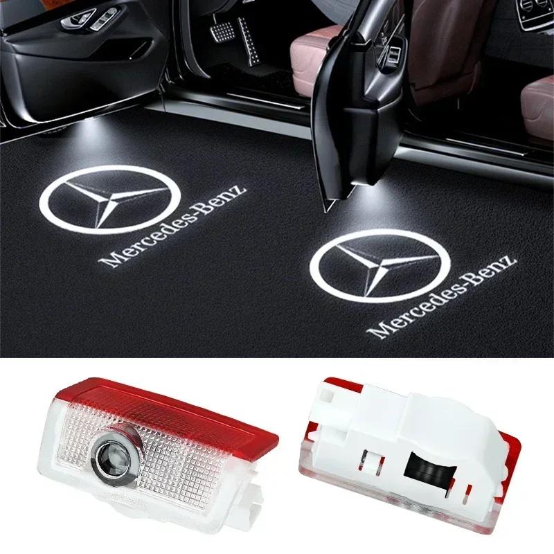 GDX2 2pcs Car Door Welcome Light Logo Emblem For Mercedes Benz A C E GLC GLA GLE GLB Class W177 W205 W212 W213 X253 X156 W166 X247
