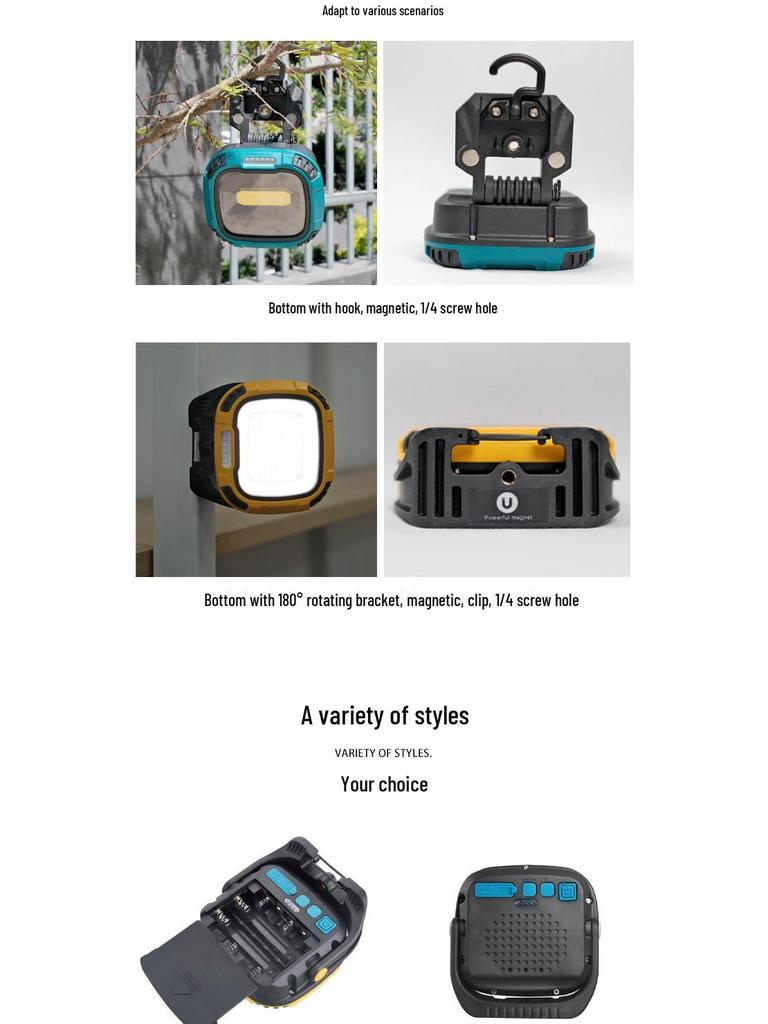 Portable LED Work Light with Strong Magnet & Hook - High Brightness, Long Battery Life, Ideal for Outdoor Emergencies