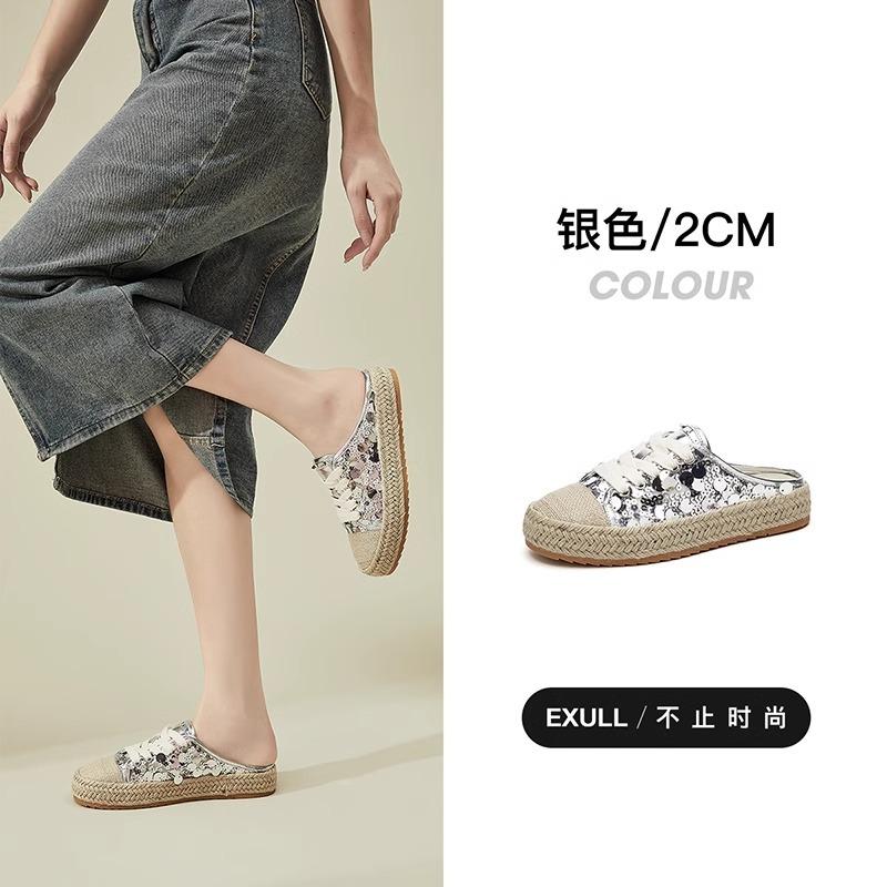 

Baotou half slippers women s summer new silver outer wear beautiful cool slippers can be matched with skirts and shoes 35