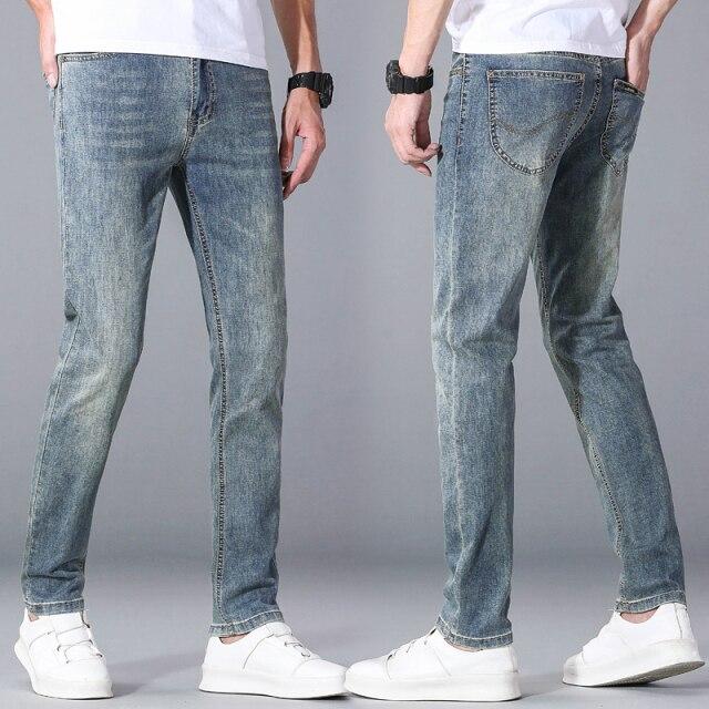 18 Colors Men 'S Jeans Classic Style Business Casual Advanced Stretch Regular Fit Denim Trousers Grey Blue Pants Male