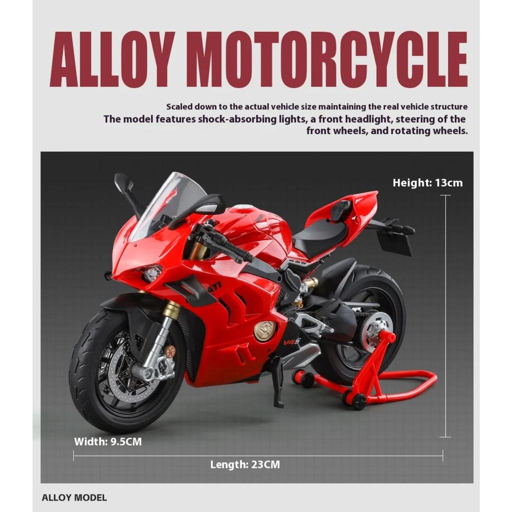 Modellino di Motocicletta in Lega Ducati V4S 1/9, Raffinato Ornamento da Scrivania, Il Miglior Oggetto da Collezione per gli Appassionati di Moto, Regalo di Halloween