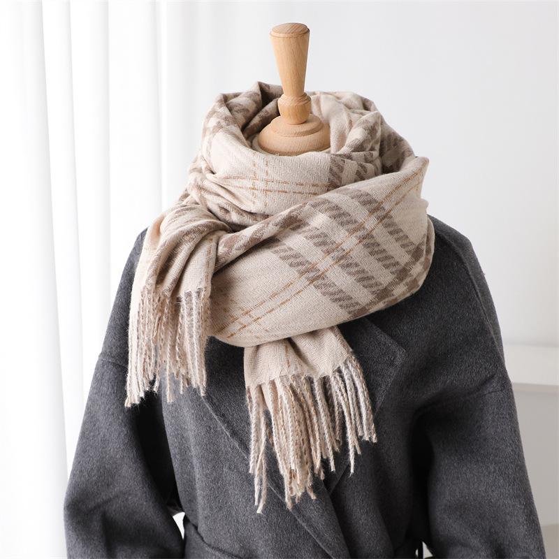 Houndstooth Scarf Men Women Autumn Winter Cashmere Scarves Wrap Student Fashion Thicken Warm Long Tassel Shawl Lady Bufanda