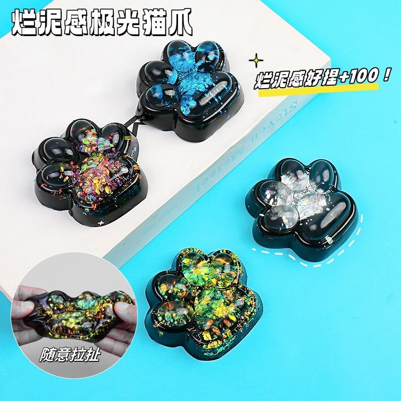 Giocattolo Fidget Squishy a forma di artiglio di gatto con paillettes carino, giocattolo antistress a rimbalzo lento, giocattolo antistress a pizzico, decompressione, zampa di gatto, giocattolo morbido da spremere