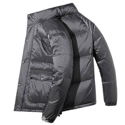 Dicke Winter-Daunenjacke für Herren, lässige, lockere Übergröße, warmweiße Entendaunen-Stehkragenjacke für Herren