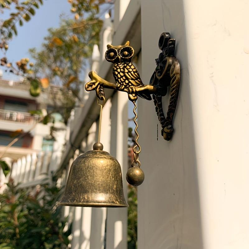 1Pc Vintage Metal Wind Chime Door Bell ,Shopkeeper Good Luck Knocker Wall Hanging Ornament,For Garden Store Front Entrance Gift