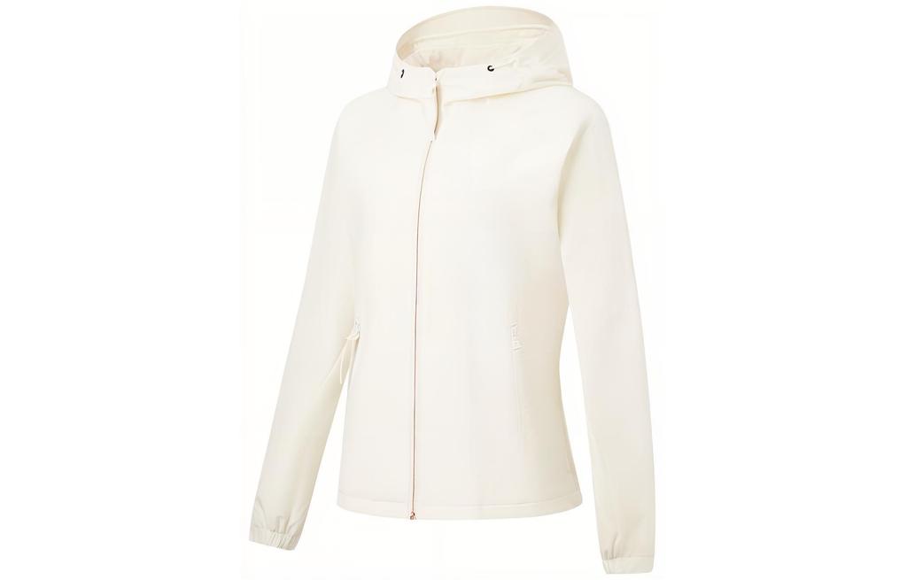 Li Ning Fitness Series Jackets Women's Champagne White Hooded Moderate Other AFDT650-1