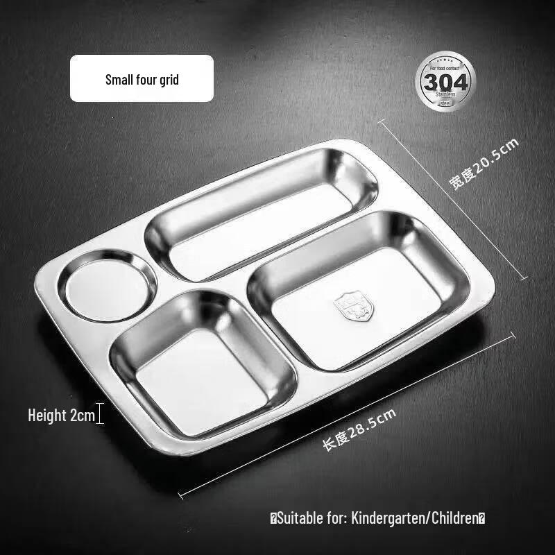 Yingtang 304 Stainless Steel 4-Compartment Meal Plates, 10-Pack