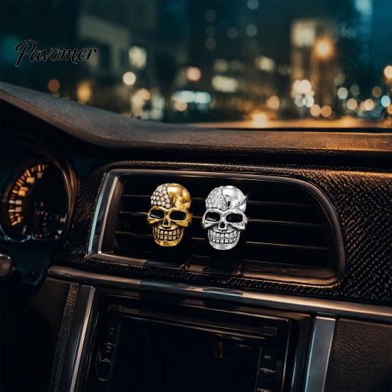 Auto Fragrance Tablets Halloween Car Vent Clip Air Fresheners Clip, Half Faux Diamond Skeleton Decorative Diffuser, Scent Aromatherapy for AC Outlet,