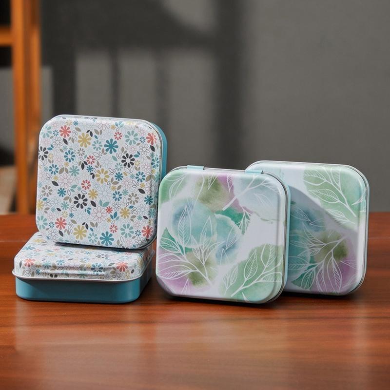 Portable Square Flip Metal Tin Storage Box Durable Rust-free Container for Candy Pills Coins DIY Craft Supplies