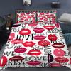 Red Sexy Red Lips Duvet Cover And Pillowcase Set kiss Love Letter Twin Size Quilt Cover For Women Girl Teen Bedspread Cover