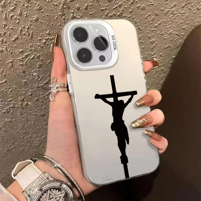 For iPhone 16 Pro Max 15 14 13 12 11 Stylish Three-Color Cross Phone Cover For iPhone XS Max X XR SE 3 2022 Matte Hard Back Case