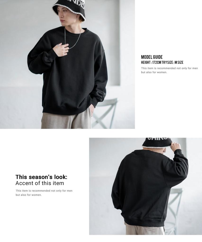 [IMPROVES] SIDE23-088 Plain Fleece Sweatshirt