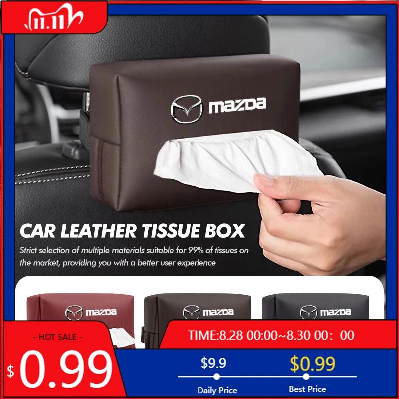 2025 Hot Car Paper Towel Bag Headrest Decor Tissue Seat Back Paper Box For Mazda Axela Atenza CX9 MX3 MX5 RX8 RX7 MX30 CX30