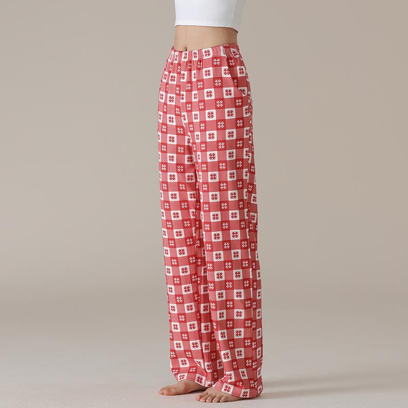 Damen High Waist Graue Baumwoll-Pyjamahose - Übergröße, Leichtgewicht, Gerades Bein, Vielseitig für Zuhause oder Outdoor