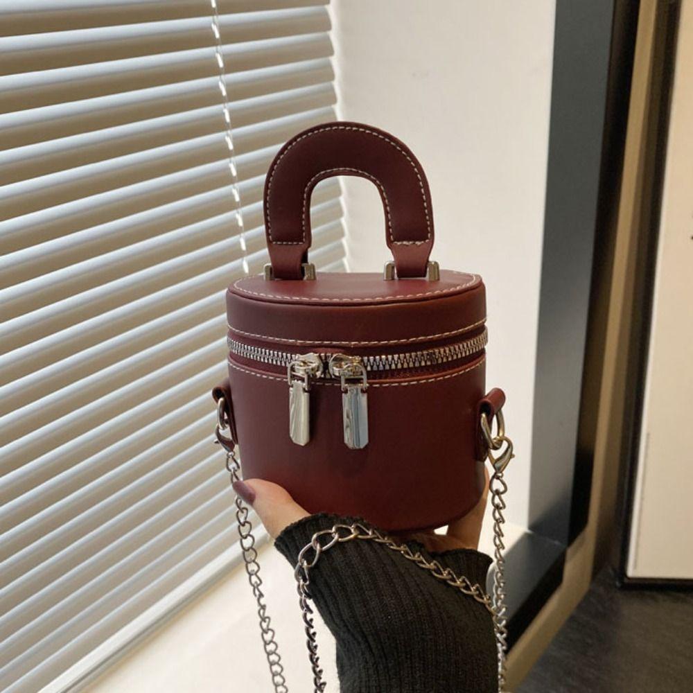 PU Leather Box Crossbody Bag Solid Color Clothes Match Bag Personality Mini Lipstick Bag Girls