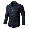 Men's Spring and Autumn Plus Size Button Section Lapel Shirt Jacket Outdoor Casual Long Sleeve Outerwear