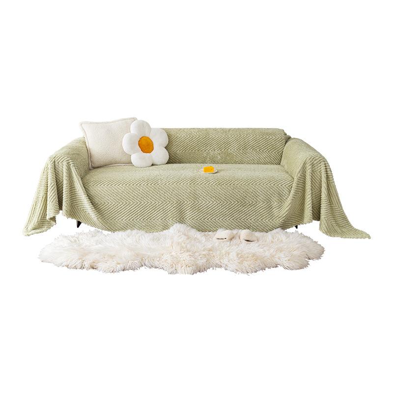 Pokrowiec na sofę z bawełny aksamitnej Shu, ręcznik, styl zimowy matcha, pogrubiony polar, pokrowiec na sofę, poduszka na sofę jesień i zima