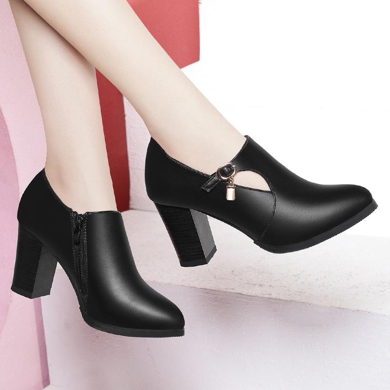 Mujeres moda tacones altos Chunky talón Pu cuero de gran tamaño puntiagudo  de las damas Martin zapatos comprar a buen precio — entrega gratuita,  reseñas reales con fotos — Joom