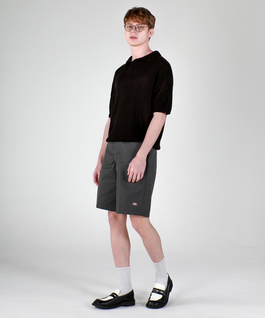 ESN Washable Collared Neck Short Sleeve Knit Black