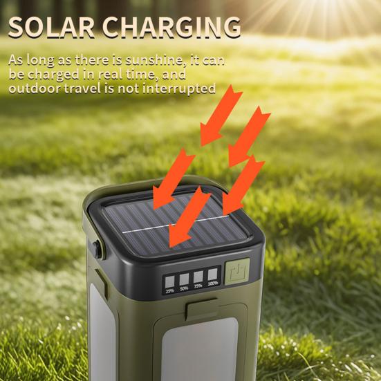 Multi-function Folding Outdoor Camping Light Power Bank USB Rechargeable Solar Lantern Super Bright Hiking Tent Hanging Lamp Emergency Flashlight
