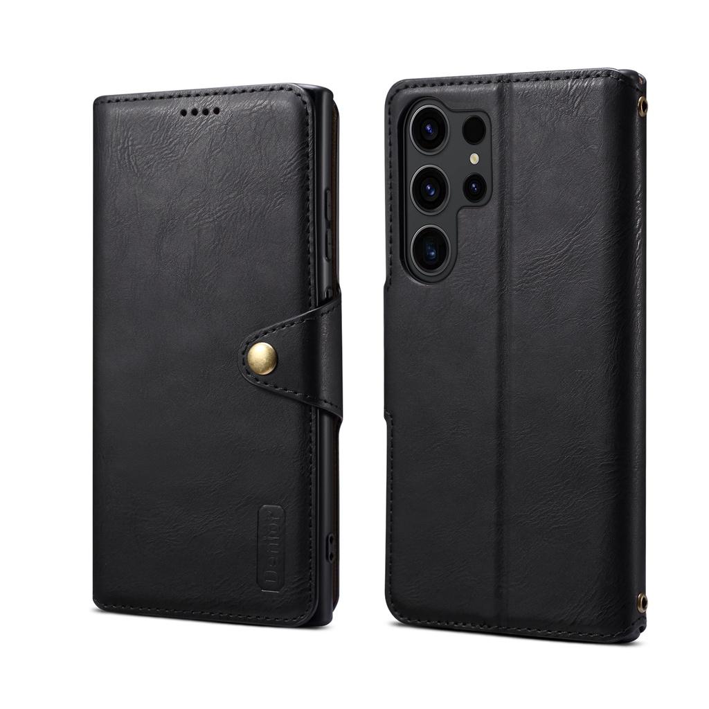 

Magnetic Buckle Cowhide Leather Case for Samsung Galaxy S23 Ultra S24 Plus S21 FE A52 A53 A54 A32 5G A05 A13 Stand Wallet Cover A05 чёрный