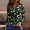 Womens's Fashion Casual Halloween Print V-neck Mid Length Pocket 3/4 Sleeve Top