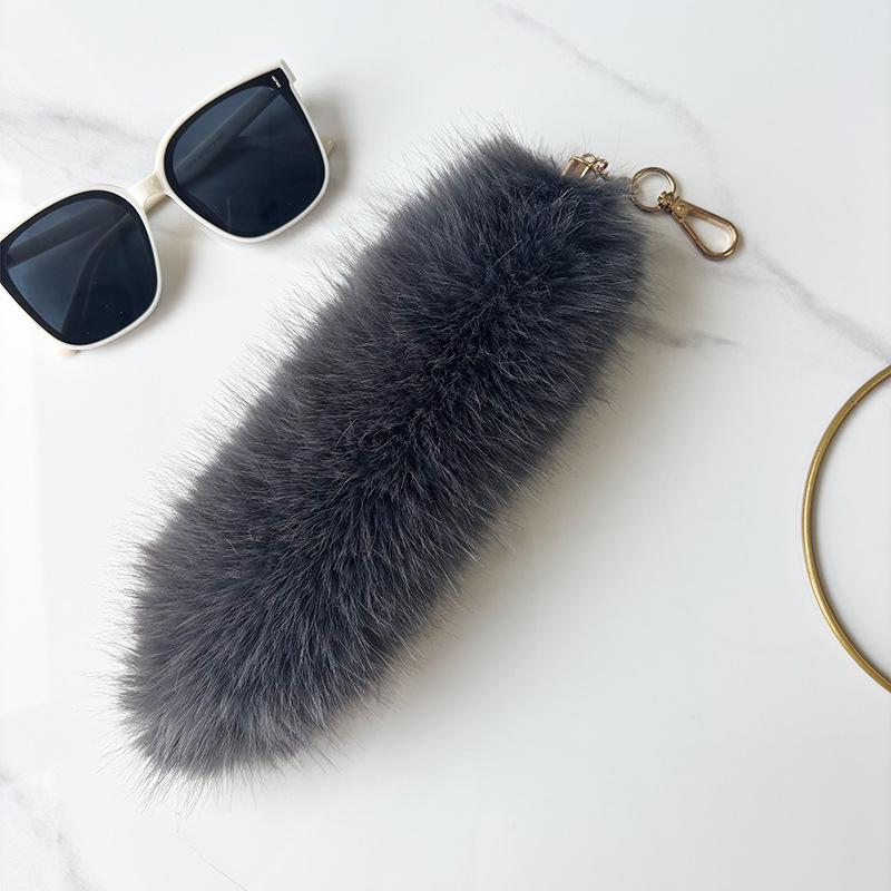 25cm Faux Fox Fur Tail Pendant Keychain for Bags & Accessories