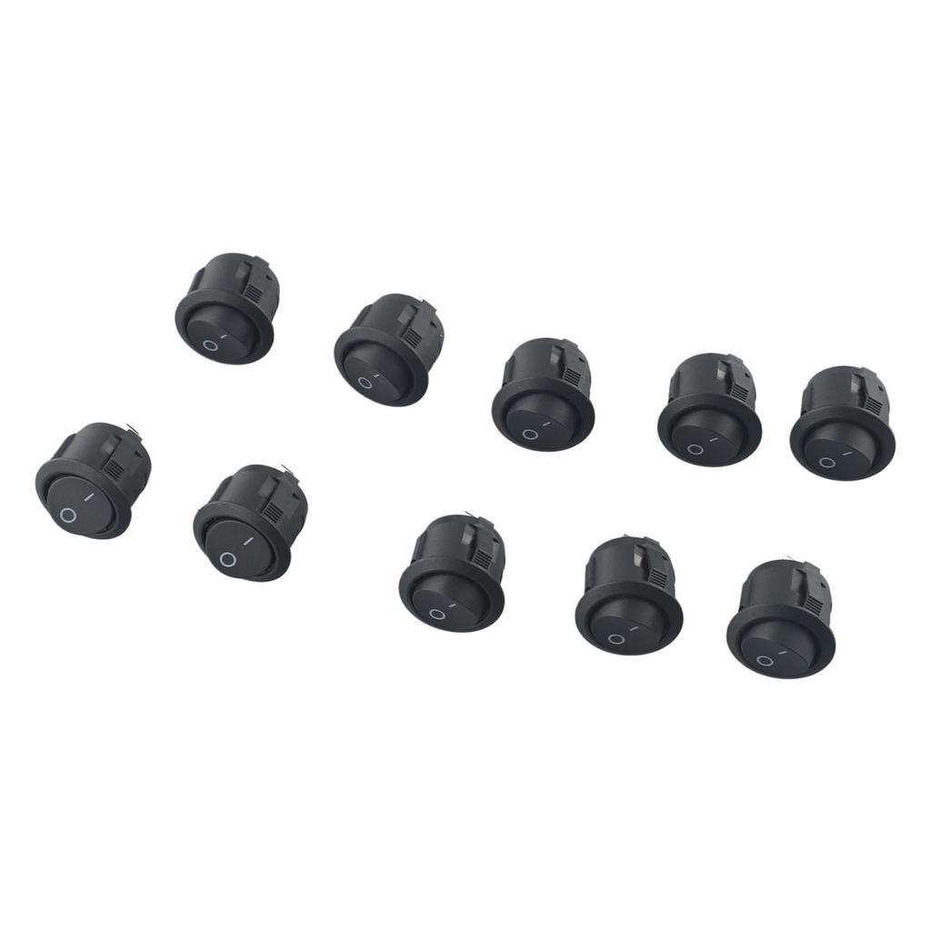 10PCS New 23mm Diameter 12V Lip Small Round Rocker Switch Black 2 Pin ON-OFF