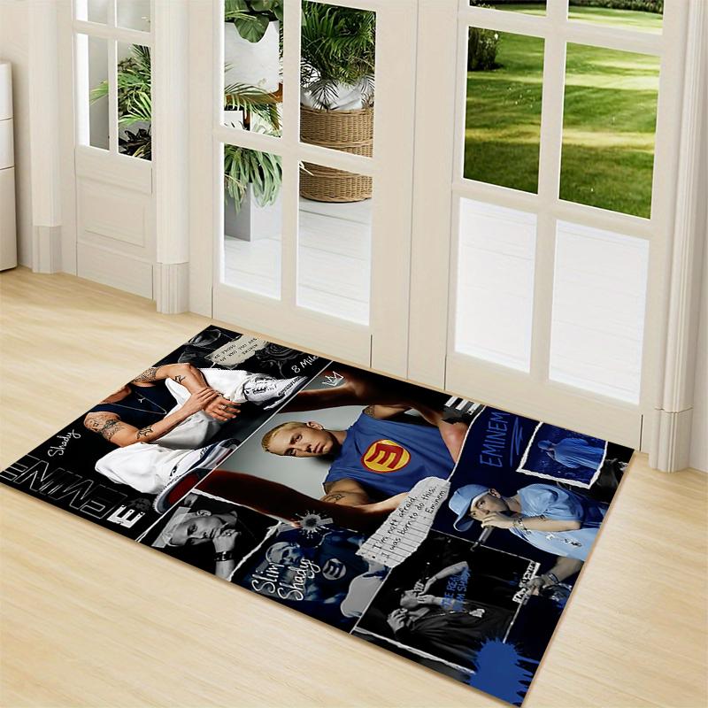 Eminem'S Musical Journey Carpet Rug Soft Washable Anti Slip Home Living Room Sofa Mats Personalized Christmas Rug