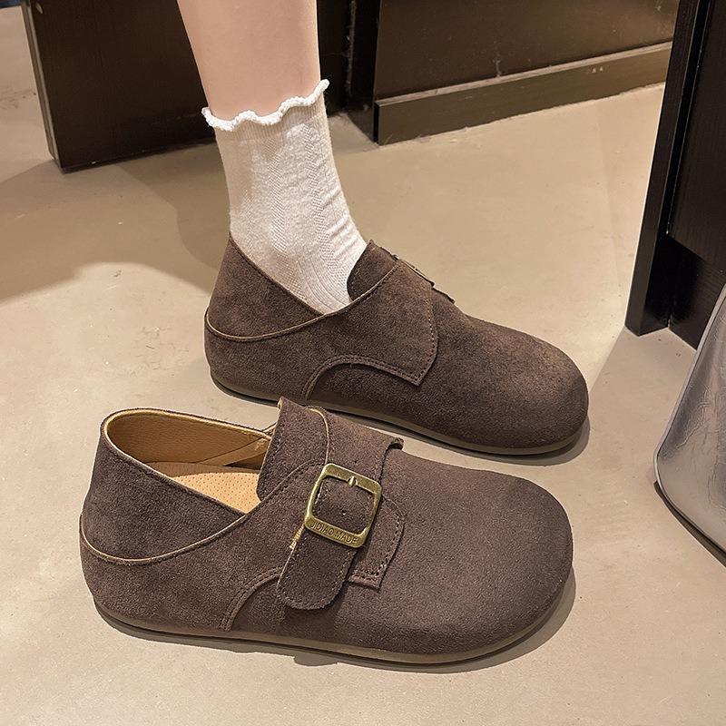 Thick-soled Inner Height Increase for Women's Autumn and Winter New Versatile Casual Two Wear One Pedal Round Head Single Shoes Tide