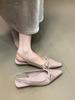 Gentle bow baotou sandals spring and summer 2025 French niche elegant fairy square head light mouth commuting shoes