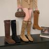 Retro Boots Western Cowboy Boots Women's New Pointed Thick Heel Boots Maillard Brown Knee Boots