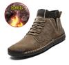 Autumn winter men's leather boots plus fleece men's suede outdoor casual shoes high-top snow boots sapatos masculinos D582
