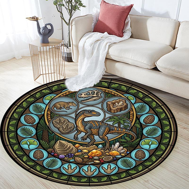 Prehistoric Fossil Garden Round Area Rug Under Office Chairs Bedroom Living Room Home Decor