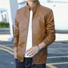 Trendy Casual Loose Jacket for Men with Velvet Thickened Winter with PU Leather Stand Collar