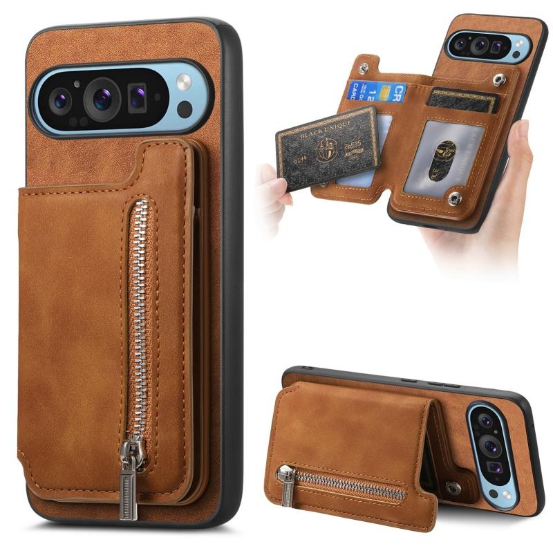 2 in 1 Magnetic Leather Zipper Wallet Phone Case for Google Pixel 10 Pro XL 8 7A 7 9A 8A Card Slots Flip Cover Coque Hoesje Etui
