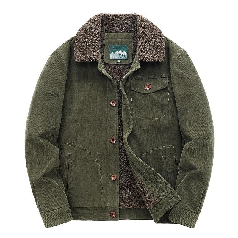Jackets Padded Warm Loose Parka Coat Corduroy Short Jacket Man Solid Zip Windbreaker Winter Men's Loose