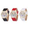 Cat Glasses Face Womens Watch Cartoon Solid Color No Word Gold Frame Daily Wear