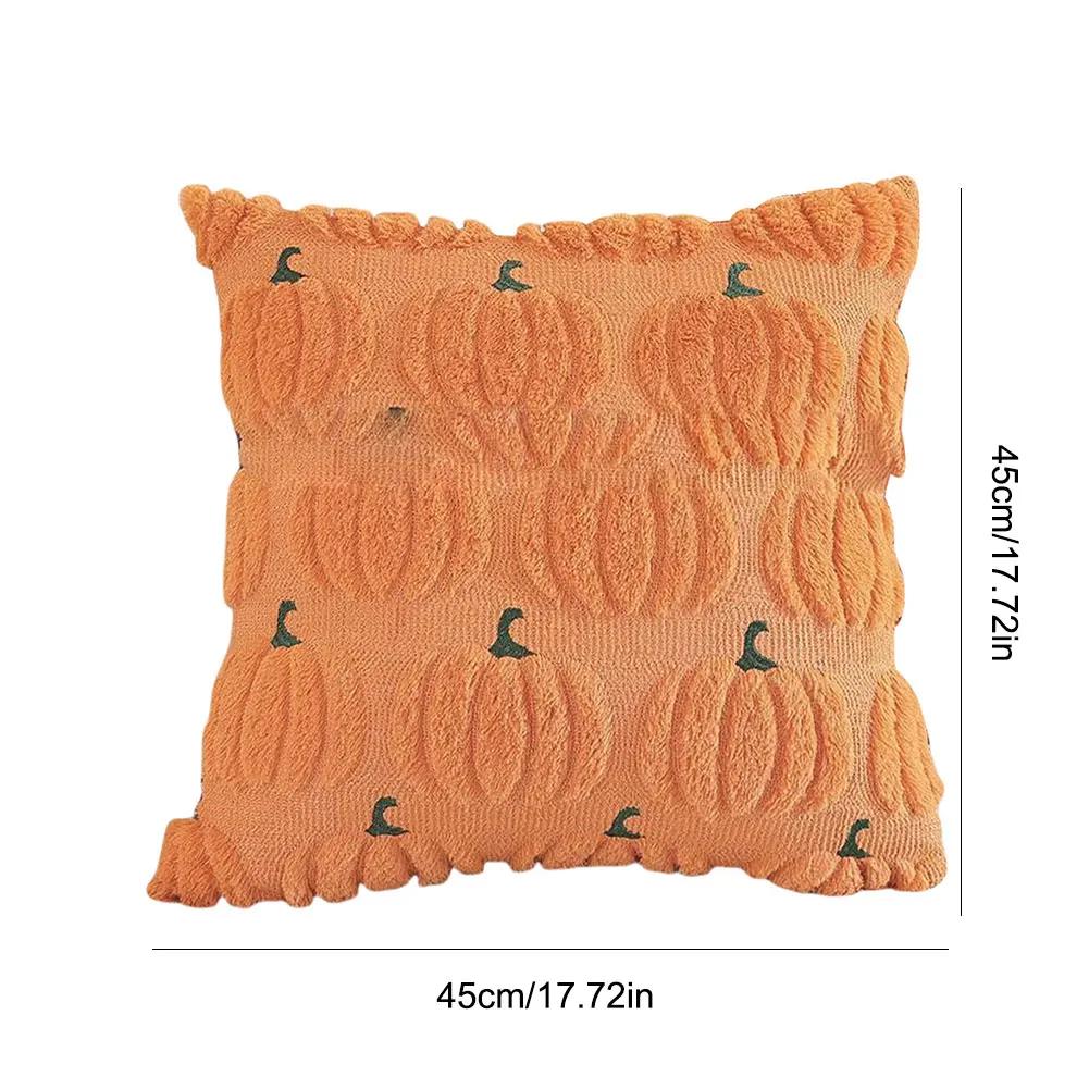 1/2PCS Halloween Ghost Pumpkin Pillowcase Washable Plush Soft Cushion Cover Comfortable Pillow Cover for Sofa Bedroom Home Decor