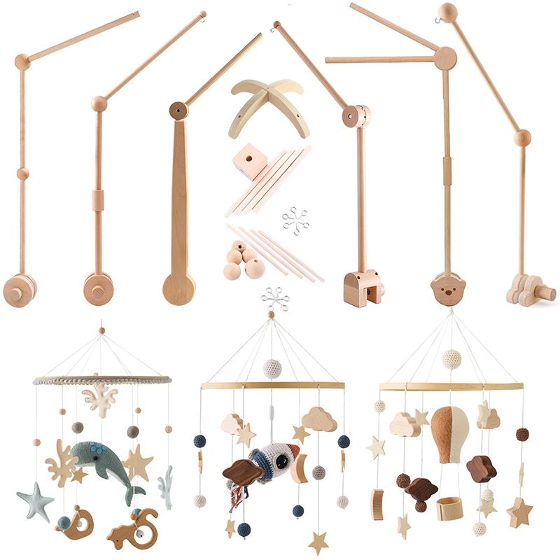 Baby Wooden Bracket Bed Bell 0 6 Months Toy Bracket Accessories Hanging Bracket Soft Mobile On The Bed Baby Room Decoration Crib