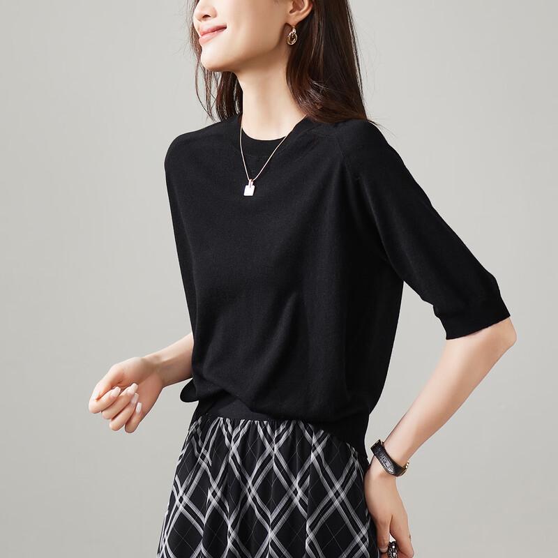 SOFSIL Women s Round Neck Short Sleeve Knit T-Shirt L