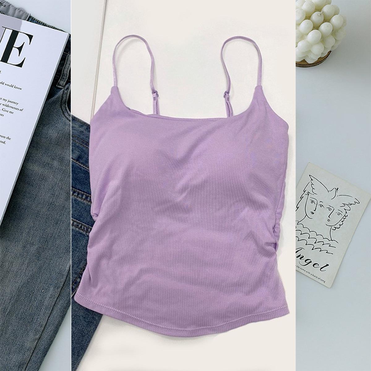 

Женская летняя сексуальная майка с фиксированной чашкой и красивым дизайном спины One Size (80-130 Jin) фиолетовый