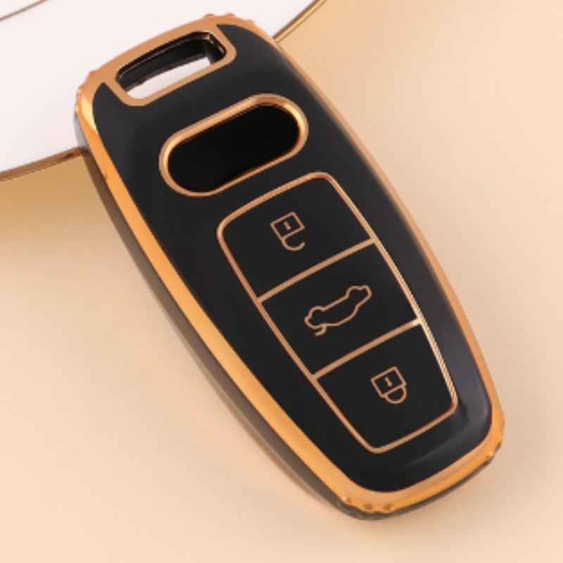 

Модный чехол для дистанционного ключа из ТПУ для A6 A7 A8 E-tron C8 D5 Q7 Q8 2018 2019, защитный держатель, аксессуары для брелоков чёрный