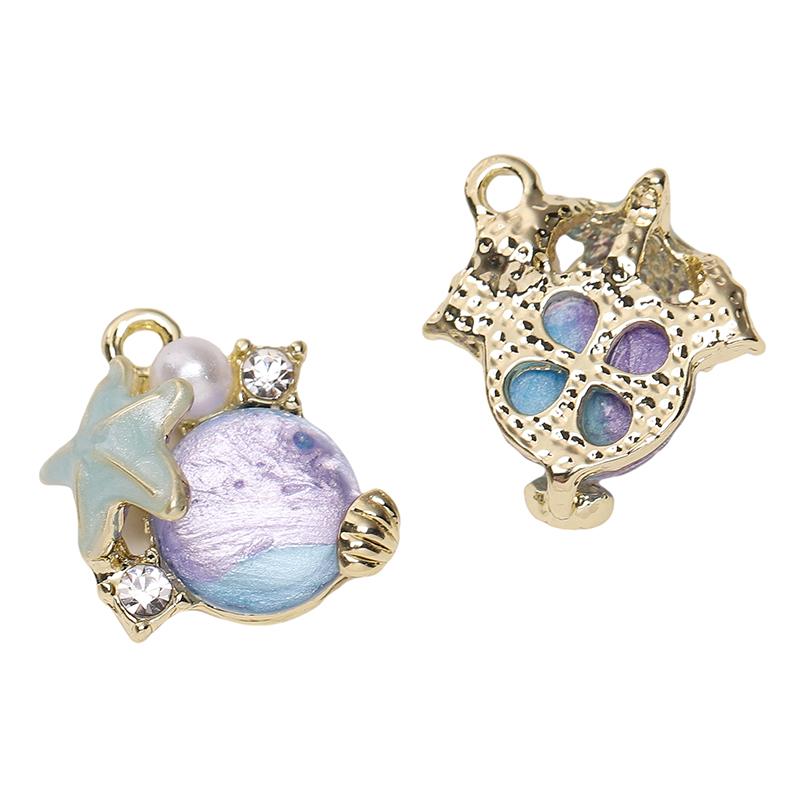 1pc/bag Alloy Inlaid Glass Pendant DIY Bracelet Necklace Earrings Jewelry Accessories