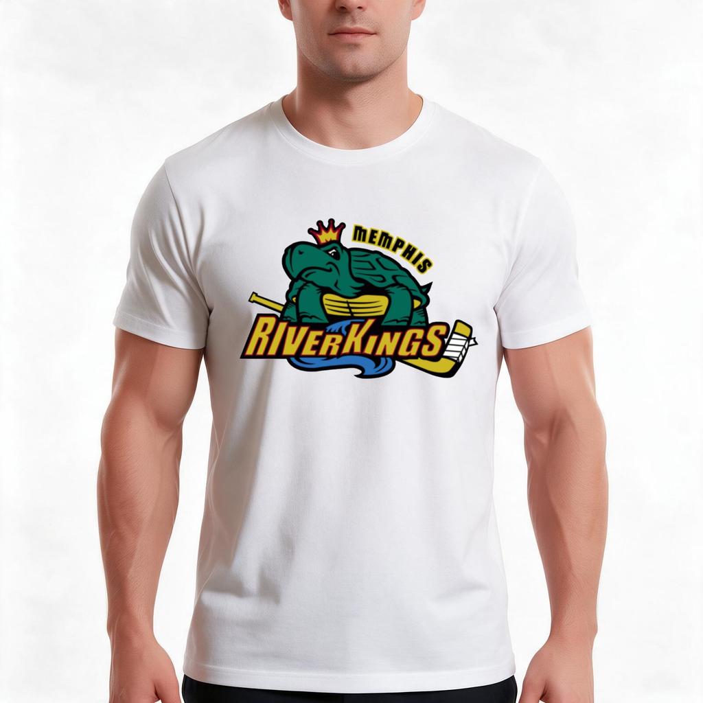 Vintage Memphis Riverkings Hockey Logo TShirt Summer Casual Cotton Tee Oversized Streetwear Tops Vintage Graphic Print